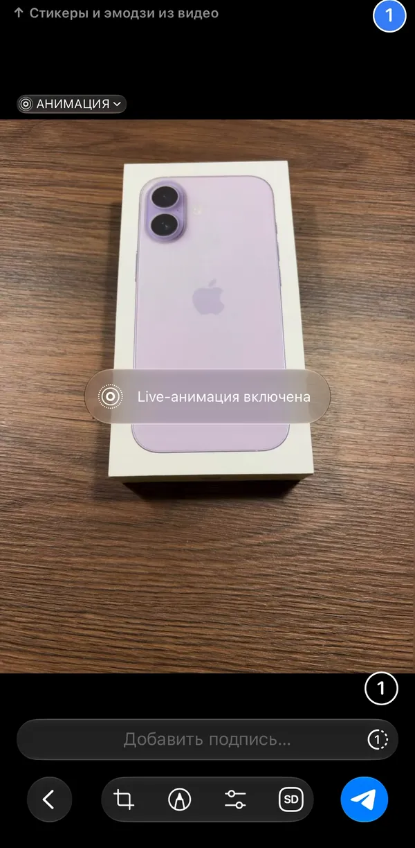 Telegram's Live Photo preview after turning the Live animation on
